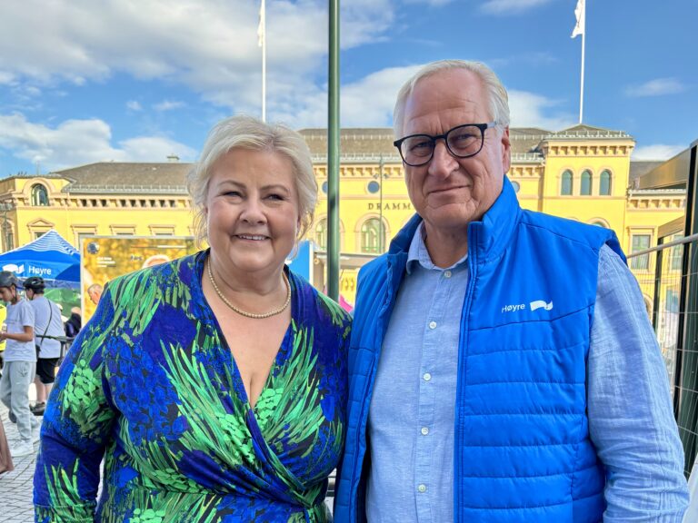 Statsministerkandidat Erne Solberg og ordfører Kjell Arne Hermansen