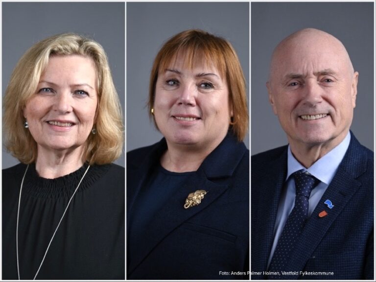 Tine Ramberg, Mari Pran og Stig Arild Nilsen i Hovedutvalg for næring, miljø og klima. Foto Anders Palmer Holmen, Vestfold Fylkeskommune